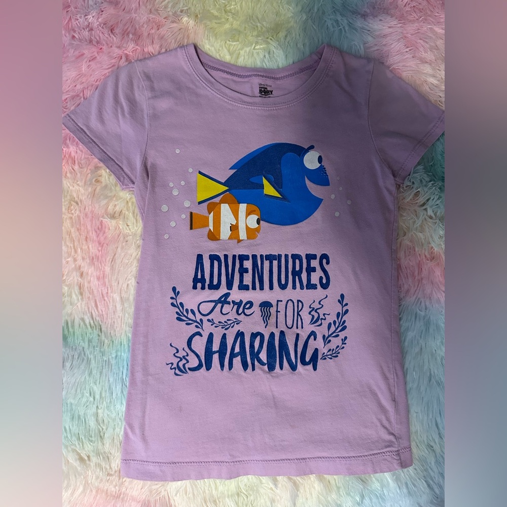 Purple Graphic T-Shirt with Fish Design
Disney